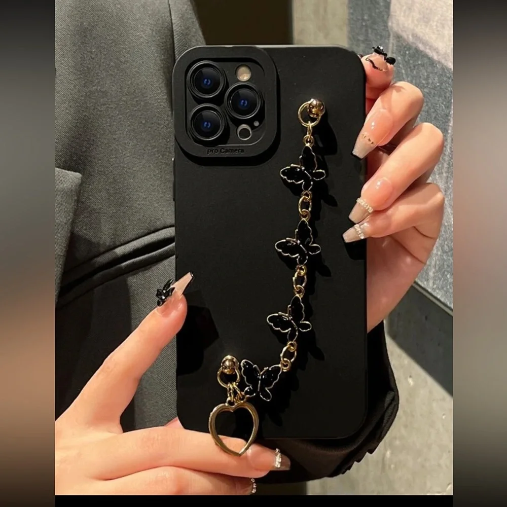 Black IPhone 12 Pro Max Butterfly Hand Chain Case